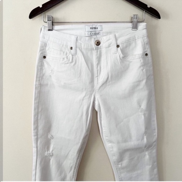 Pistola Jennifer Oslo White High Waisted Jeans P6822FTN Size 27 Distressed - Picture 2 of 8